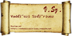 Vadászi Szíriusz névjegykártya